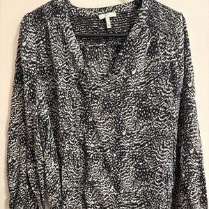 Joie Padma Silk Brushstroke Animal Print Long Sleeve Blouse